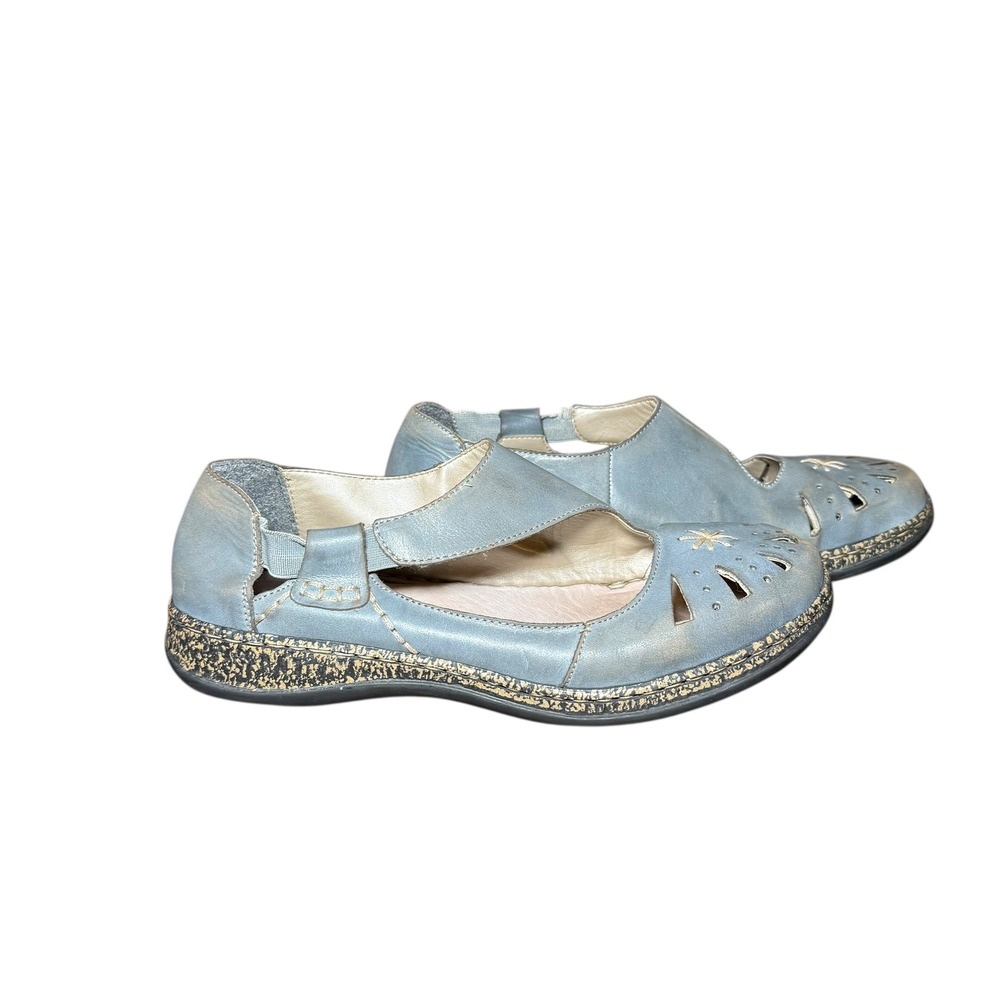 Rieker Blue Leather Mary Jane Daisy 15 Slip on Comfort Shoes Women‎ Size 41